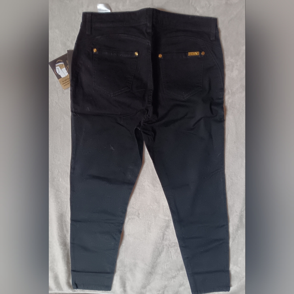 IMAN Black Skinny Jeans with Gold Hardware